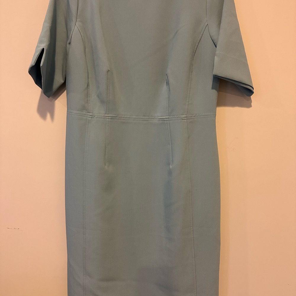 Sleek Green Midi Sheath Dress with Short Sleeves for Work